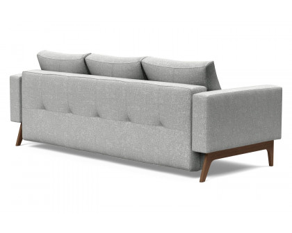 Innovation Living Cassius Quilt Dark Wood Sofa Bed - 590 Micro Check Gray