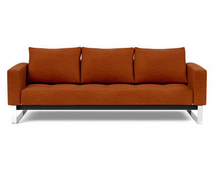 Innovation Living Cassius Quilt Chrome Sofa Bed - 595 Corduroy Burnt Orange