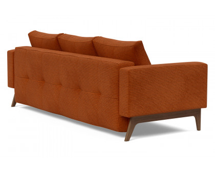 Innovation Living Cassius Quilt Dark Wood Sofa Bed - 595 Corduroy Burnt Orange