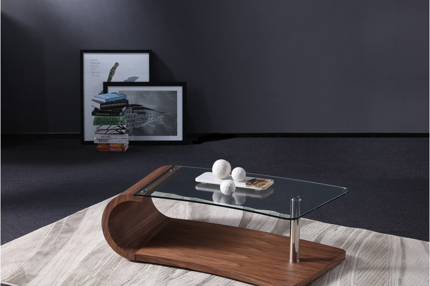 J&M™ Grace Coffee Table - Walnut/ Glass