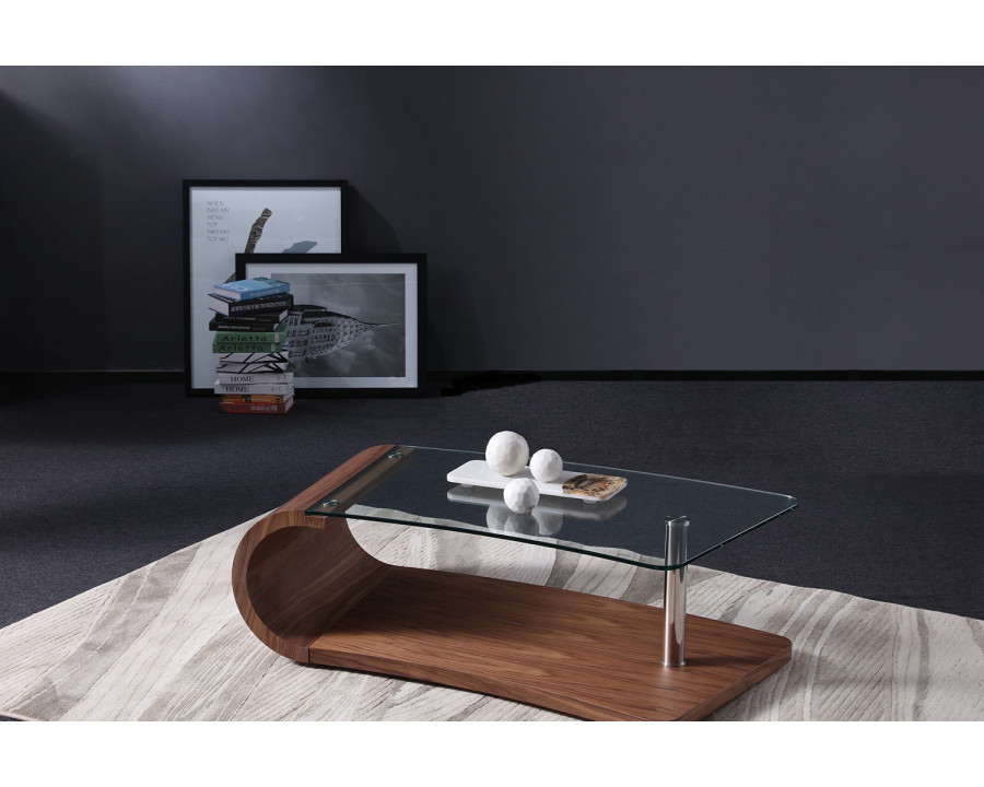 J&M - Grace Coffee Table in Walnut/ Glass