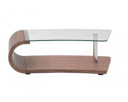 J&M™ Grace Coffee Table - Walnut/ Glass