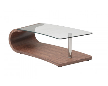 J&M™ Grace Coffee Table - Walnut/ Glass