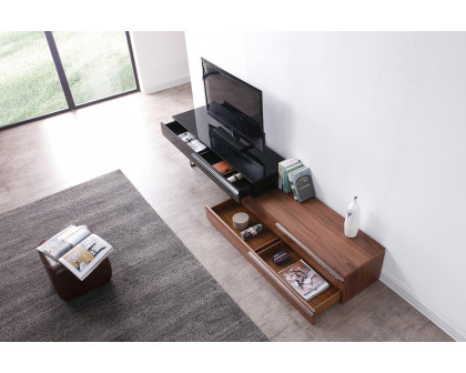 J&M Hudson TV Base - Walnut/Black