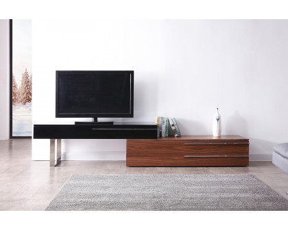 J&M Hudson TV Base - Walnut/Black