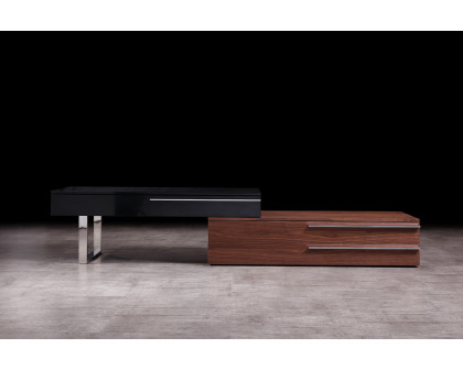 J&M Hudson TV Base - Walnut/Black