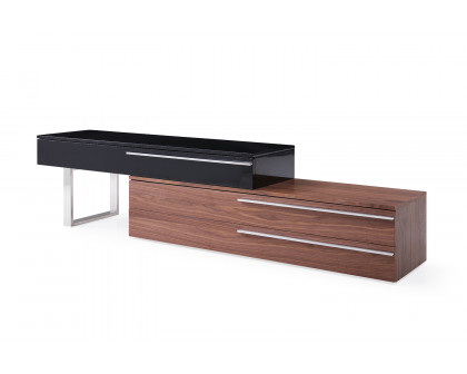 J&M Hudson TV Base - Walnut/Black