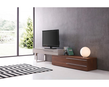 J&M Hudson TV Base - Walnut/Taupe