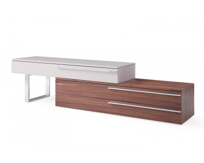 J&M Hudson TV Base - Walnut/Taupe