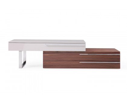 J&M Hudson TV Base - Walnut/Taupe