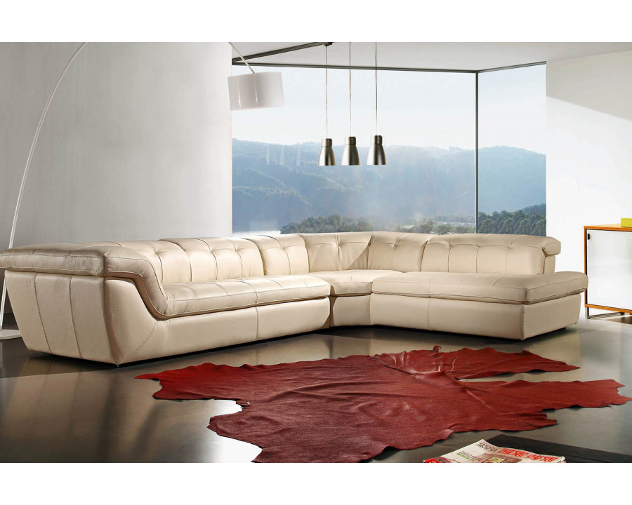 J&M 397 Italian Leather Sectional - Right Hand Facing, Beige