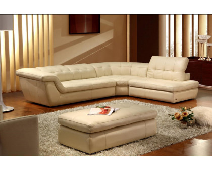 J&M 397 Italian Leather Sectional - Right Hand Facing, Beige