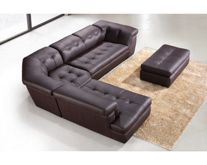 J&M 397 Italian Leather Sectional - Left Hand Facing, Chocolate