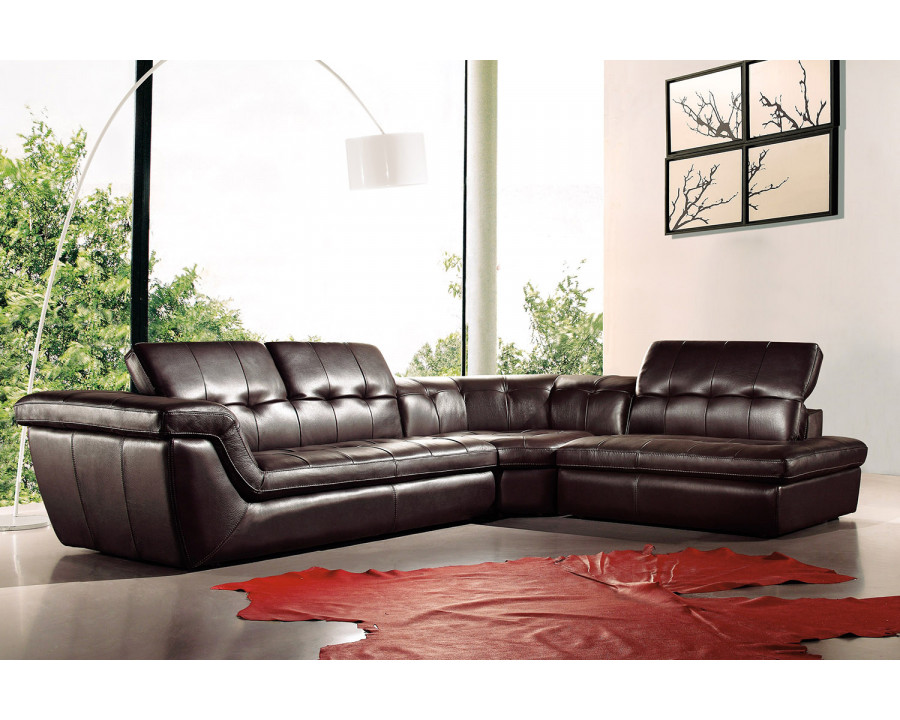 J&M 397 Italian Leather Sectional - Right Hand Facing, Chocolate