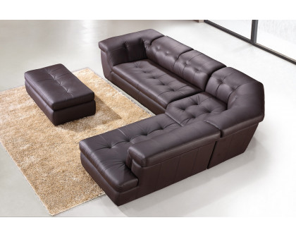 J&M 397 Italian Leather Sectional - Right Hand Facing, Chocolate