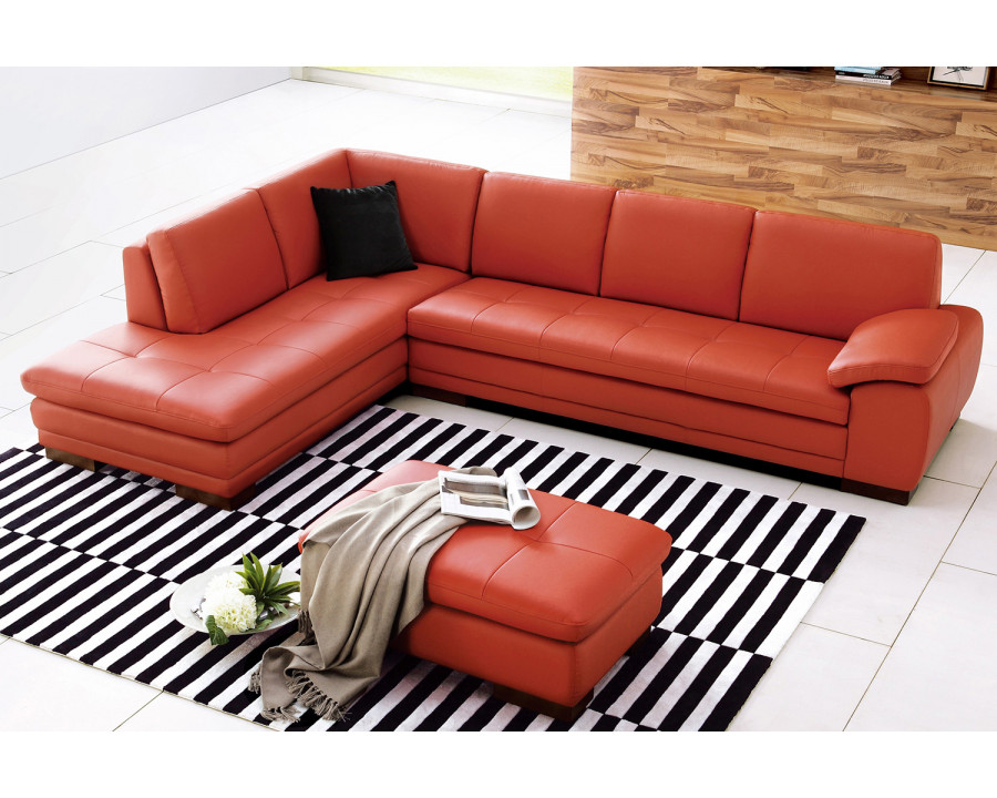 J&M 625 Italian Leather Sectional - Left Hand Facing, Pumpkin