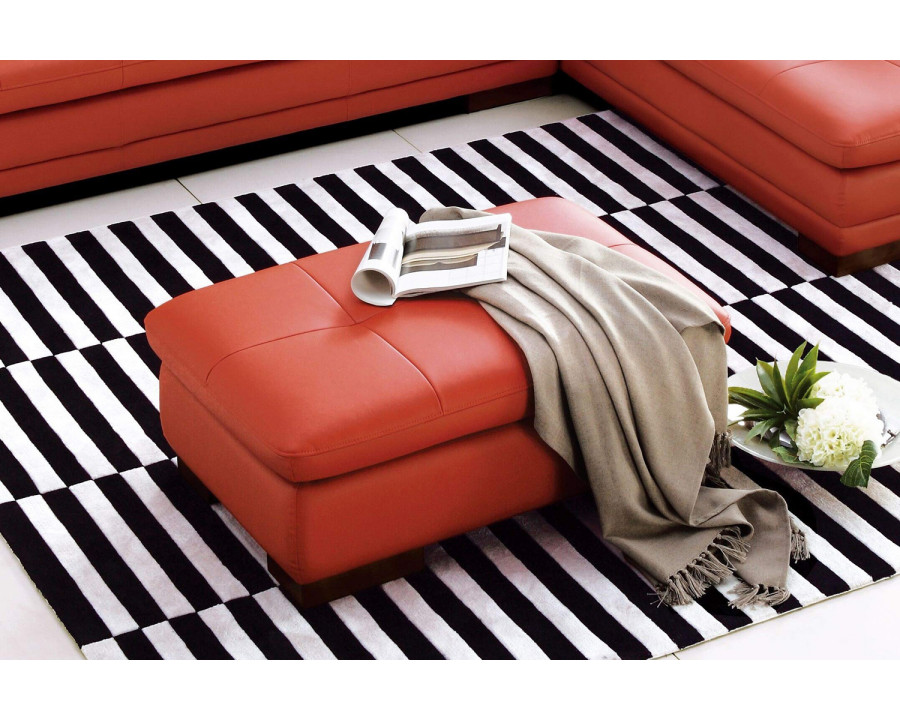 J&M 625 Italian Leather Ottoman - Pumpkin