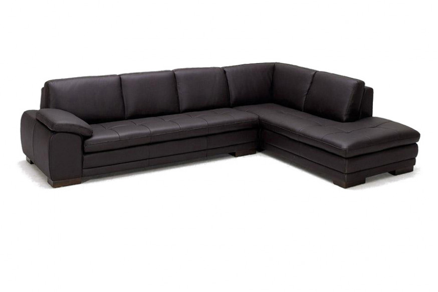 J&M™ 625 Italian Leather Sectional - Right Hand Facing, Brown