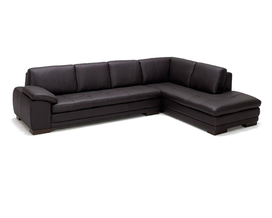 J&M 625 Italian Leather Sectional - Right Hand Facing, Brown