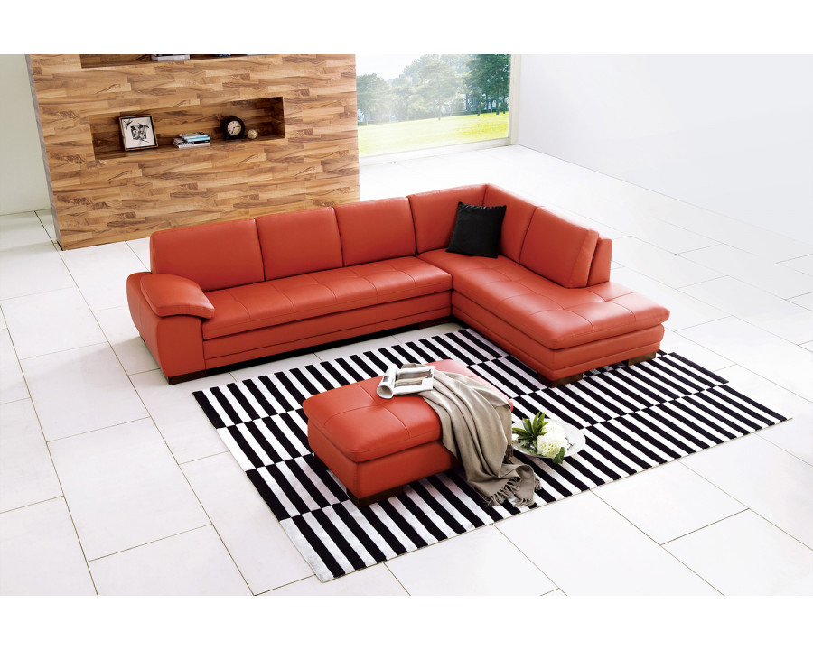 J&M 625 Italian Leather Sectional - Right Hand Facing, Pumpkin