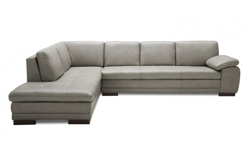 J&M™ 625 Italian Leather Sectional - Left Hand Facing, Gray