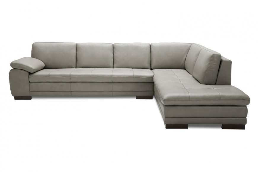 J&M™ 625 Italian Leather Sectional - Right Hand Facing, Gray