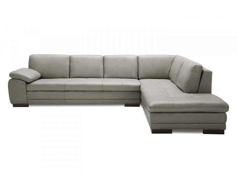 J&M 625 Italian Leather Sectional - Right Hand Facing, Gray