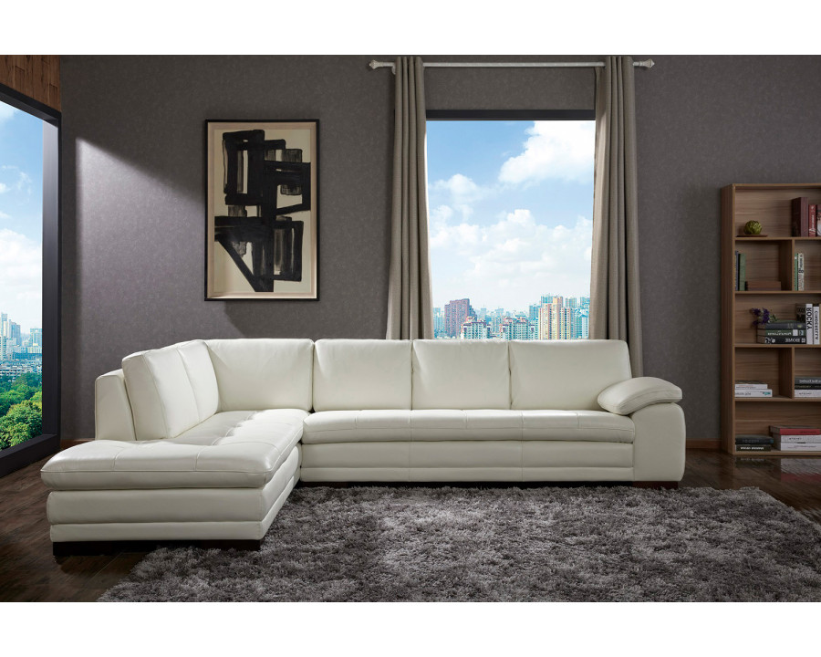 J&M 625 Italian Leather Sectional - Left Hand Facing, White