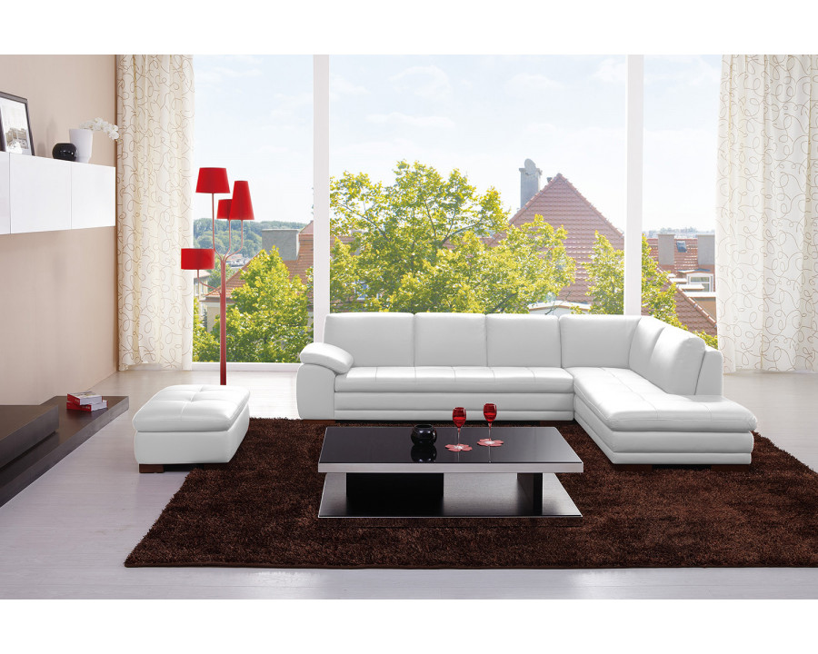 J&M 625 Italian Leather Sectional - Right Hand Facing, White