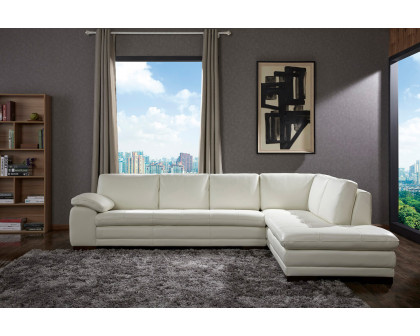 J&M™ 625 Italian Leather Sectional - Right Hand Facing, White