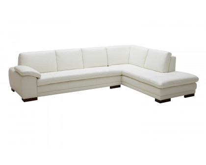 J&M™ 625 Italian Leather Sectional - Right Hand Facing, White