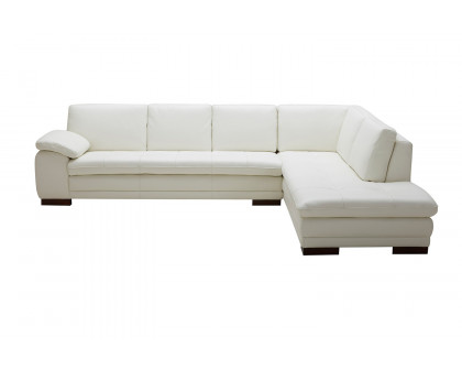 J&M™ 625 Italian Leather Sectional - Right Hand Facing, White