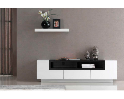 J&M TV Stand 002 - White High Gloss/Dark Oak