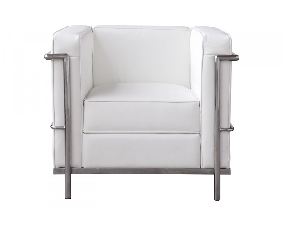 J&M Cour Italian Leather Chair - White