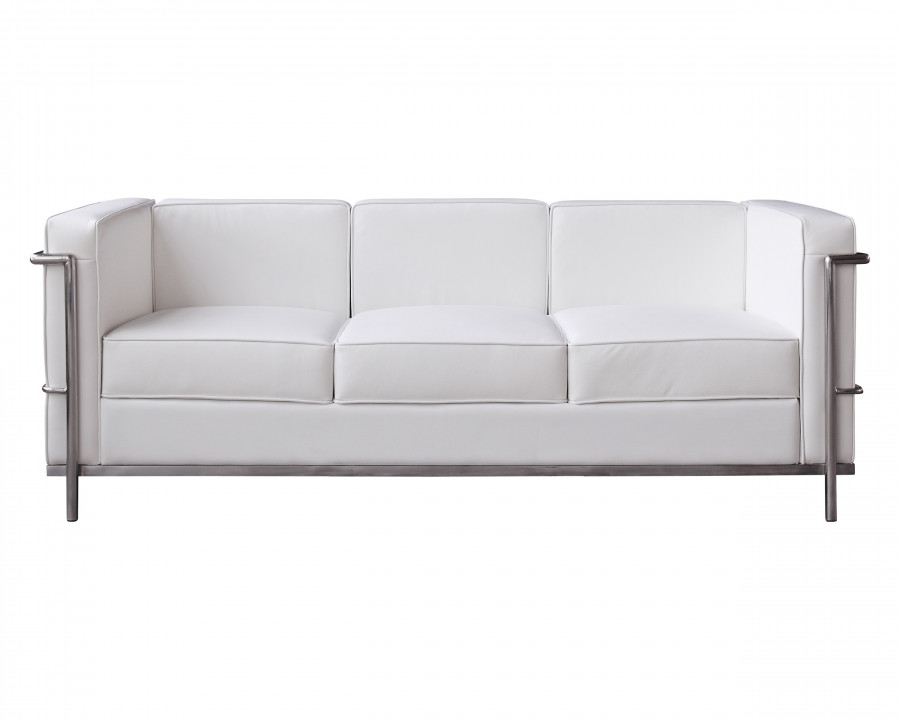 J&M Cour Italian Leather Sofa - White