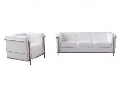 J&M Cour Italian Leather Sofa - White