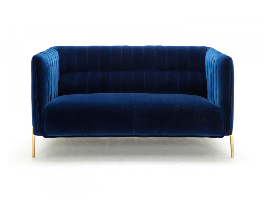 J&M Deco Loveseat - Blue, Fabric