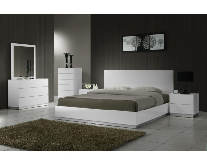 J&M Naples King Size Bed - White