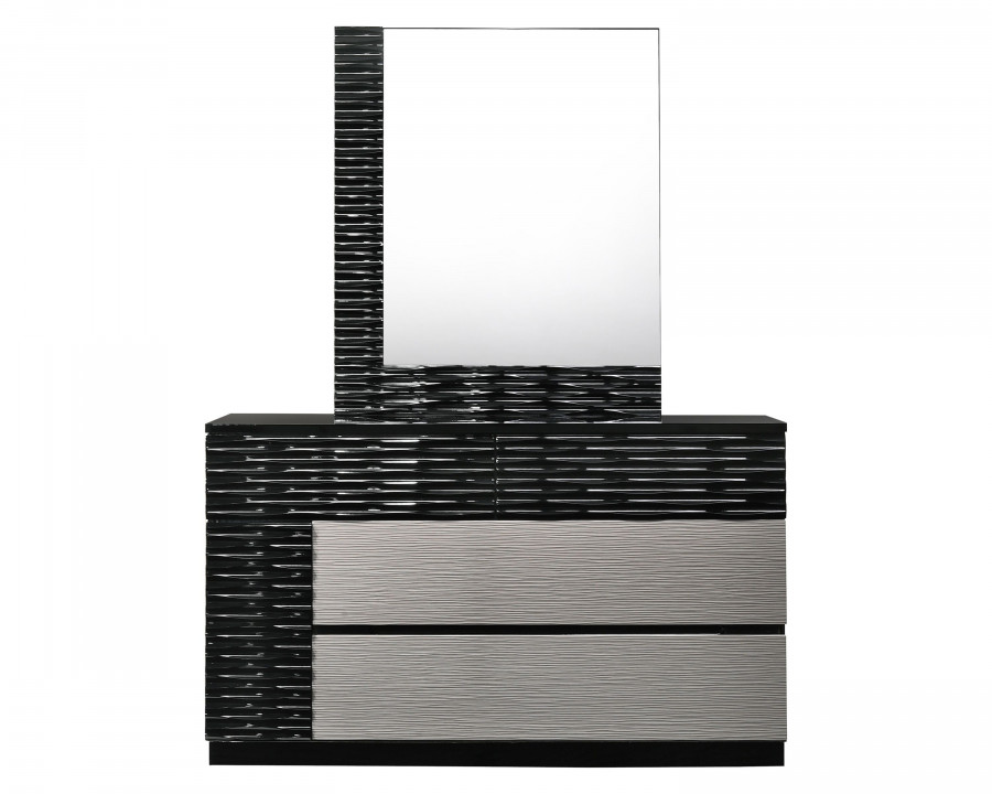 J&M - Roma Dresser & Mirror in Black/Gray