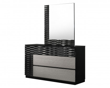 J&M - Roma Dresser & Mirror in Black/Gray