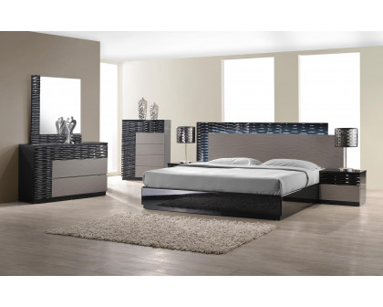 J&M - Roma Dresser & Mirror in Black/Gray