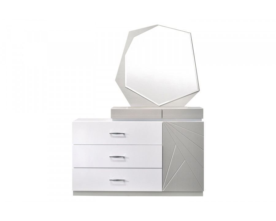 J&M - Florence Dresser & Mirror in White/Taupe