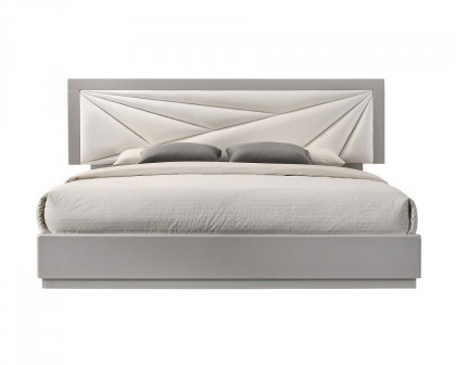 J&M Florence King Size Bed - White/Taupe