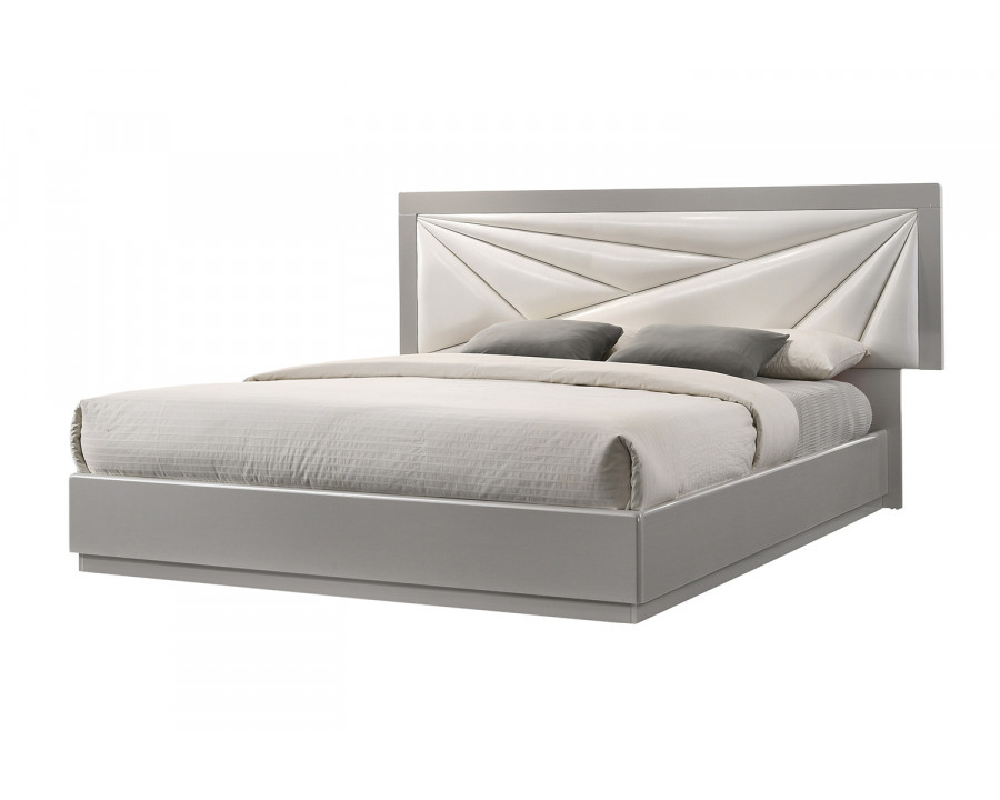 J&M Florence King Size Bed - White/Taupe