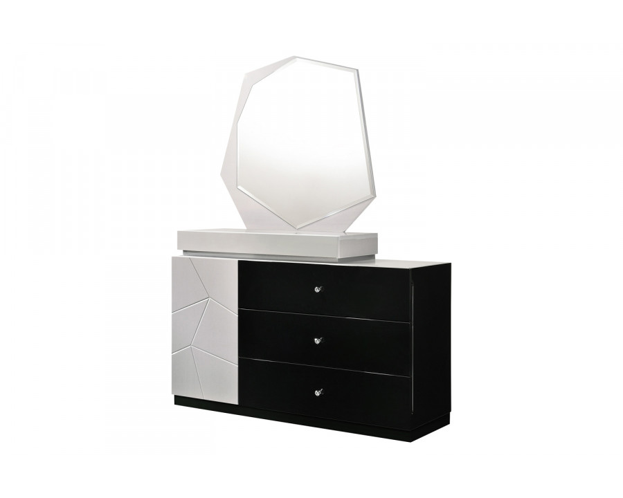 J&M - Turin Dresser & Mirror in Light Gray/Black