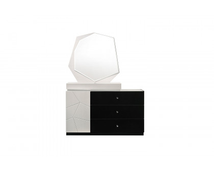 J&M - Turin Dresser & Mirror in Light Gray/Black