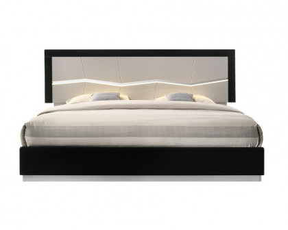 J&M Turin King Bed - Light Gray/Black