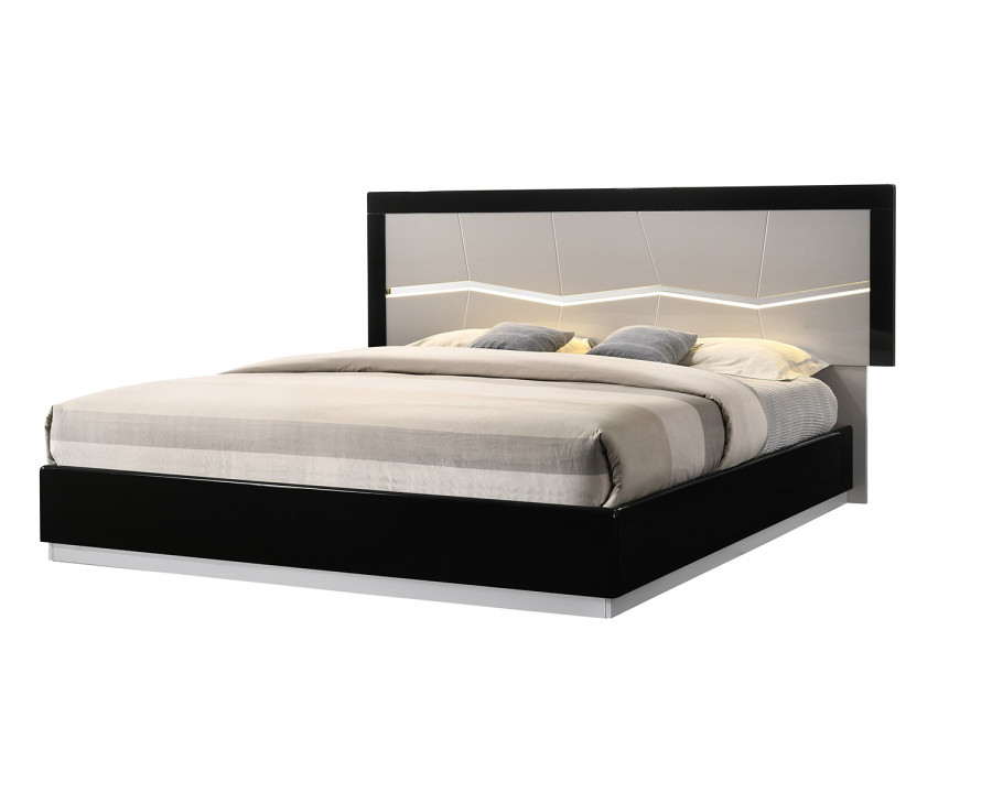 J&M Turin King Bed - Light Gray/Black