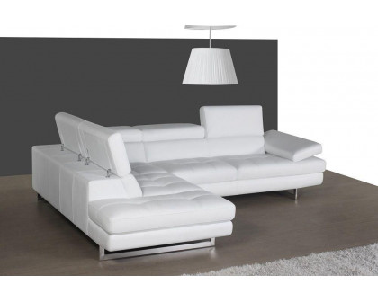 J&M A761 Italian Leather Sectional - Left Hand Facing, White