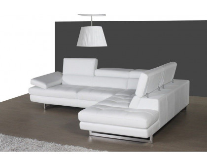 J&M A761 Italian Leather Sectional - Right Hand Facing, White